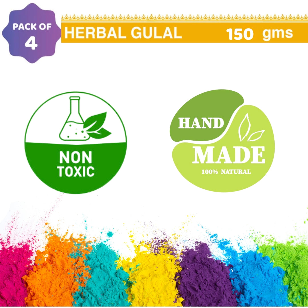 Buy Organic Herbal Holi Gulaal :: Pack Of 4 (150 gram each ) | Lab Tested, Non Toxic